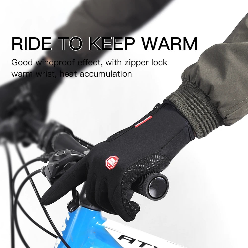 Autumn Winter Motorbike Gloves Men Women Windproof Anti-slip Touchscreen Fleece Keep Warm for Work Gloves Men Sports Bike Black