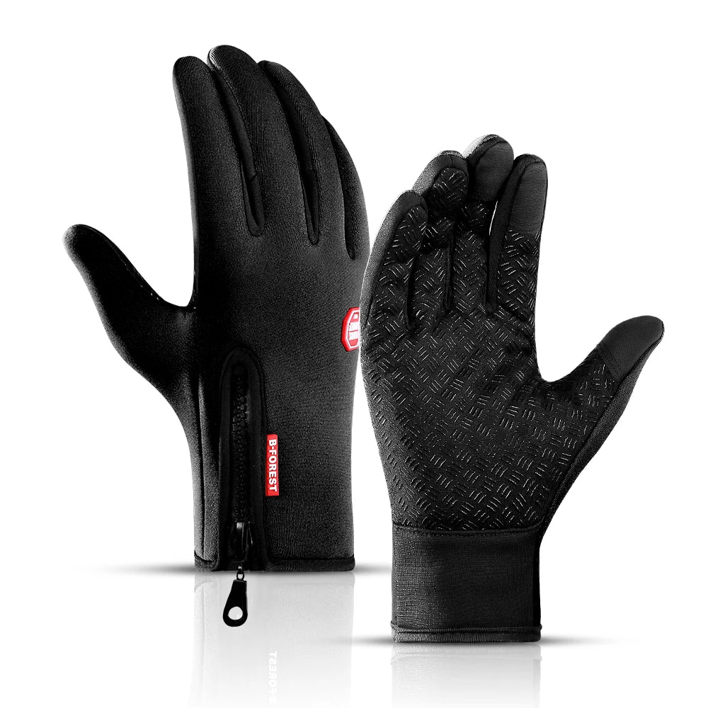 Autumn Winter Motorbike Gloves Men Women Windproof Anti-slip Touchscreen Fleece Keep Warm for Work Gloves Men Sports Bike Black